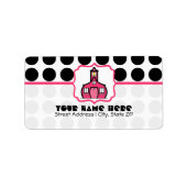 Schoollabel voor leraren - Black Polka Dot & Pink Etiket (Voorkant)