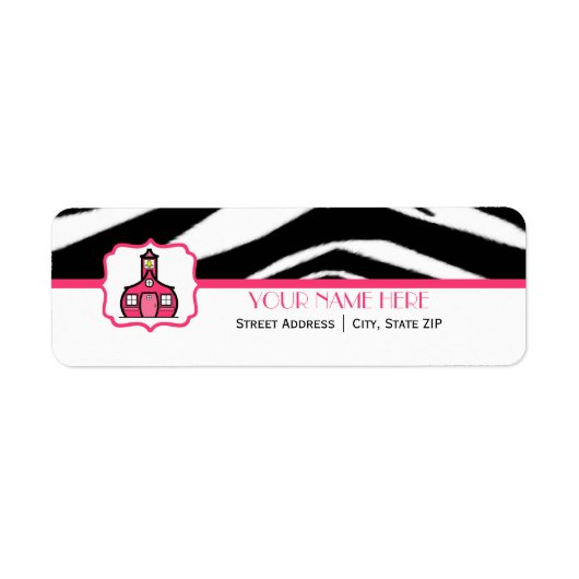 Schoollabel voor leraren - Zebraprint & Roze Etiket (Voorkant)