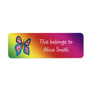 Schoollabels met vlinder etiket