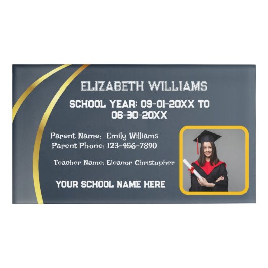 Schoolleerling kind Kinder ID identificatiefoto Naambadge (Voorkant)