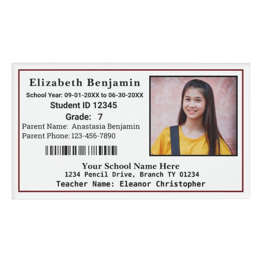 Schoolleerling kind Kinder ID identificatiefoto Naambadge (Voorkant)