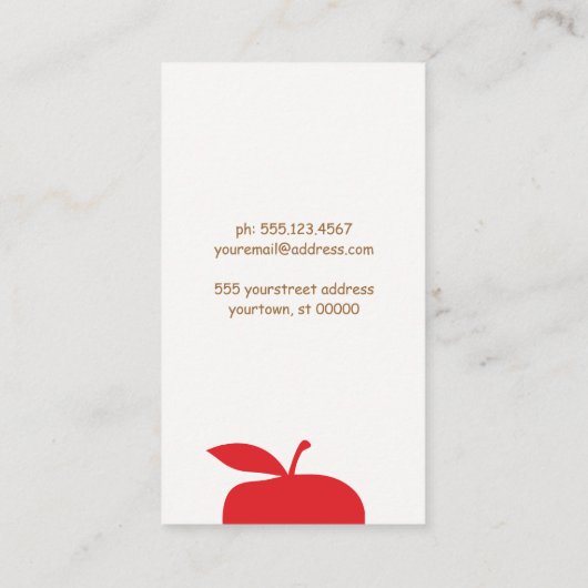 Schoolleraar  Alphabet Visitekaartje (Achterkant)