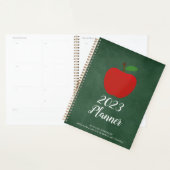 Schoolleraar Apple Green Chalkboard Custom 2023 Planner (Display)