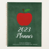 Schoolleraar Apple Green Chalkboard Custom 2023 Planner (Voorkant)