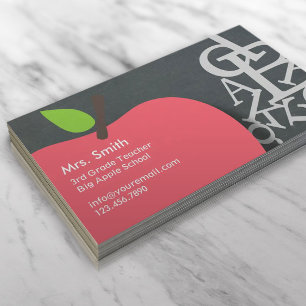 Schoolleraar Apple & Letters Chalkboard Visitekaartje