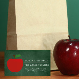 Schoolleraar Chalkboard Cute Red Apple Magnetisch Visitekaartje