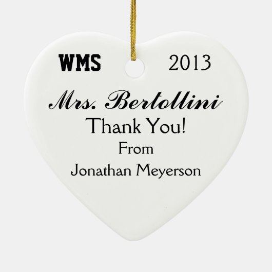 Schoolleraar - Dank u - SRF Keramisch Ornament (Achterkant)