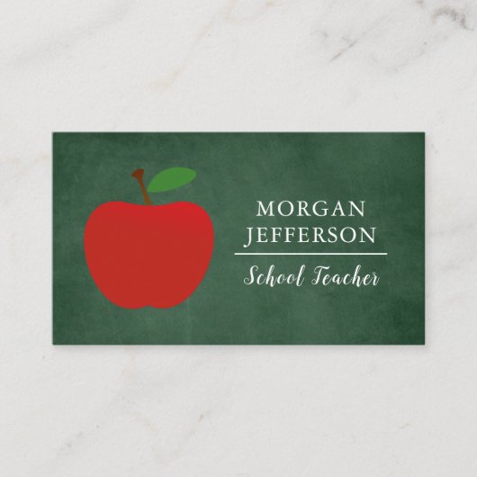 Schoolleraar Groen Chalkboard Modern Visitekaartje (Voorkant)