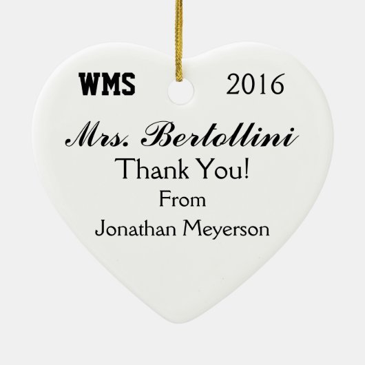 Schoolleraar - Hartelijk dank Keramisch Ornament (Achterkant)