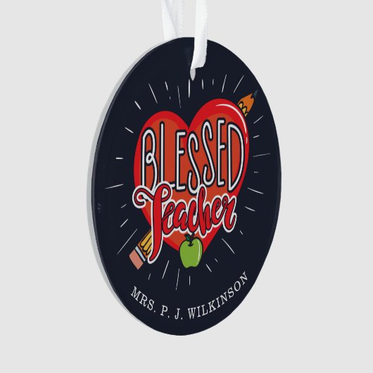 Schoolleraar hartpotlood Apple Custom Ornament (voorkant)
