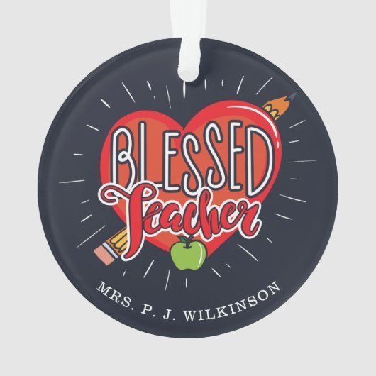 Schoolleraar hartpotlood Apple Custom Ornament (achterkant)