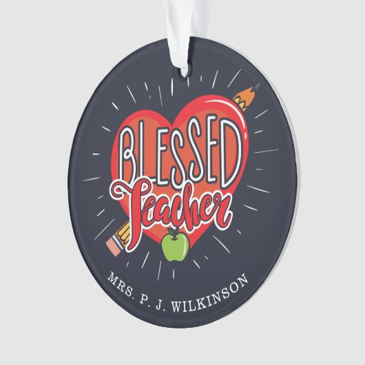 Schoolleraar hartpotlood Apple Custom Ornament (voorkant)