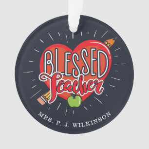 Schoolleraar hartpotlood Apple Custom Ornament