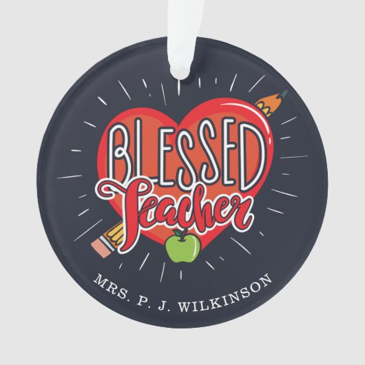 Schoolleraar hartpotlood Apple Custom Ornament (voorkant)