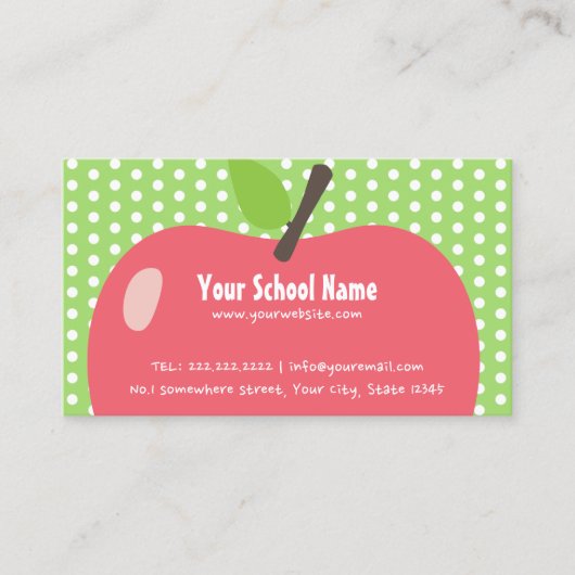 Schoolleraar Kinderopvang Apple Visitekaartje (Voorkant)