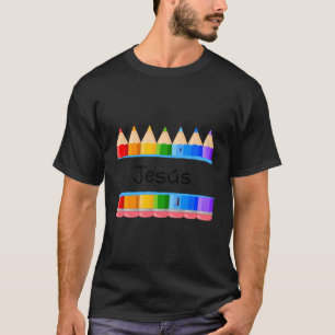 Schoolleraar Leerling Naam Jesãºs Kindergen Label T-shirt