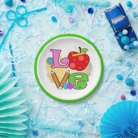 Schoolleraar liefdesonderwijs leraar leerlingenkin papieren bordje (Feest)