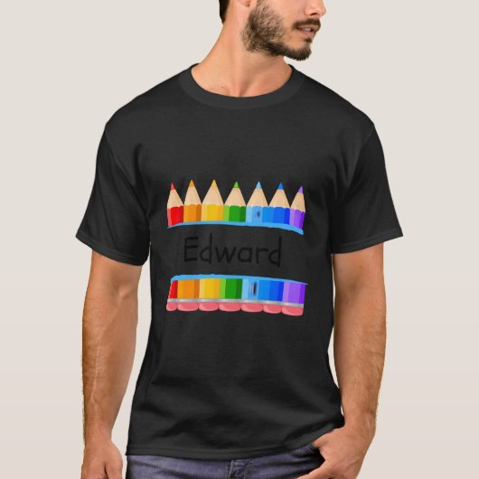 Schoolleraar Naam student Edward Kindergen Label T-shirt (Voorkant)