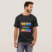 Schoolleraar Naam student Johnny Kindergen Label T-shirt (Voorkant volledig)