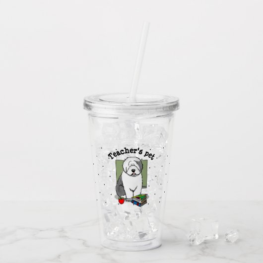 Schoolleraar Oude Engelse schapenhond (grijs 1) Acryl Drinkbeker (Achterkant ijs)