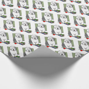 Schoolleraar Oude Engelse schapenhond (grijs 1) Cadeaupapier