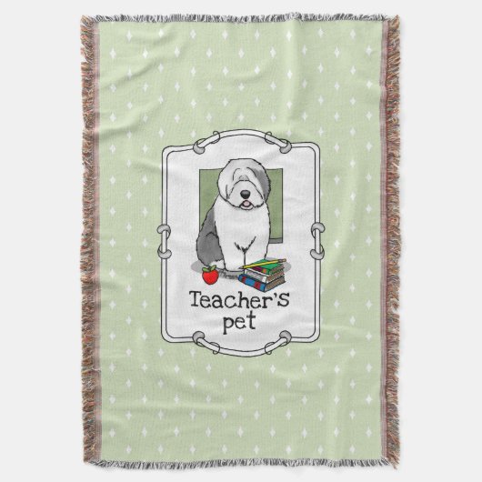 Schoolleraar Oude Engelse schapenhond (grijs 1) Deken (Voorkant Verticaal)