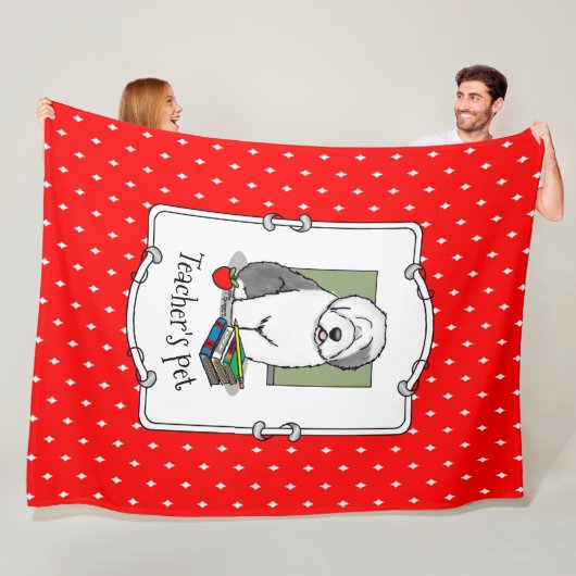 Schoolleraar Oude Engelse schapenhond (grijs 1) Fleece Deken (In situ)