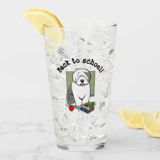 Schoolleraar Oude Engelse schapenhond (grijs 1) Glas (Voorkant ijs)