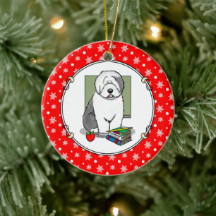 Schoolleraar Oude Engelse schapenhond (grijs 1) Keramisch Ornament