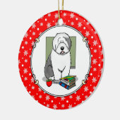 Schoolleraar Oude Engelse schapenhond (grijs 1) Keramisch Ornament (Links)
