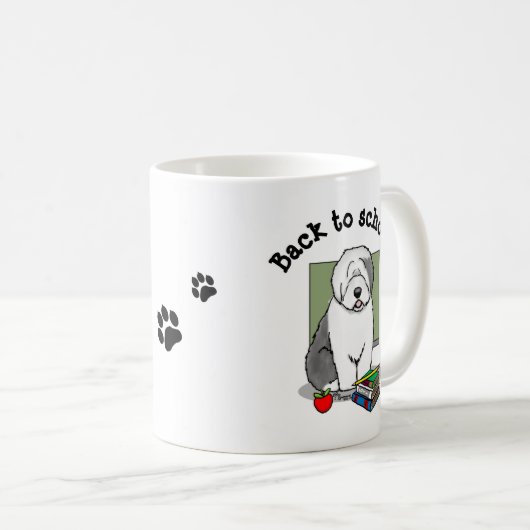 Schoolleraar Oude Engelse schapenhond (grijs 1) Koffiemok (Voorkant rechts)