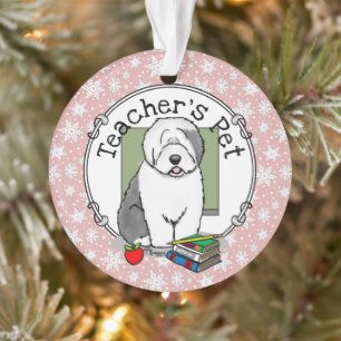 Schoolleraar Oude Engelse schapenhond (grijs 1) Ornament