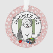 Schoolleraar Oude Engelse schapenhond (grijs 1) Ornament (voorkant)