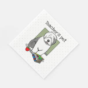 Schoolleraar Oude Engelse schapenhond (grijs 1) Servet