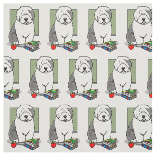 Schoolleraar Oude Engelse schapenhond (grijs 1) Stof (Swatch)