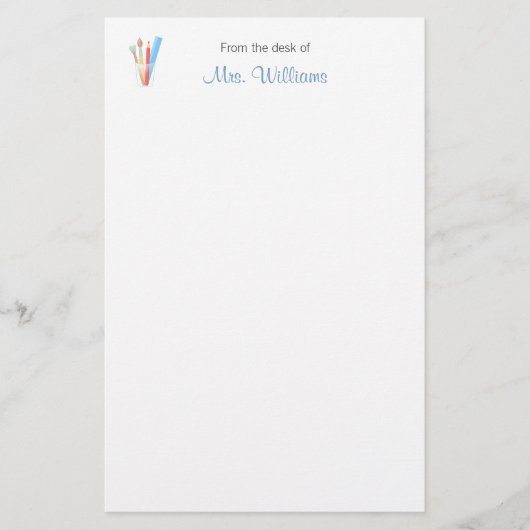 Schoolleraar penseel briefpapier (Voorkant)