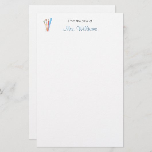 Schoolleraar penseel briefpapier (Voorkant / Achterkant)