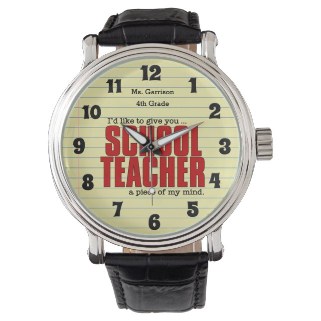 Schoolleraar Piece of Mind Funny Custom Horloge (Voorkant)