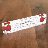Schoolleraar Red Apple Ruled Lined Naambordje (Zijkant)