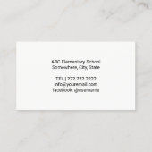 Schoolleraar stijlvolle groene appel visitekaartje (Achterkant)