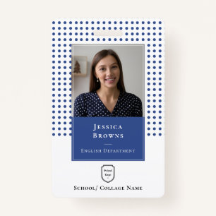 Schoolleraar / Student Deep Blue Foto Logo QR Badge