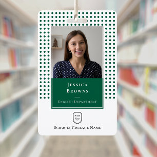 Schoolleraar / Student Donkergroen Foto Logo QR Badge