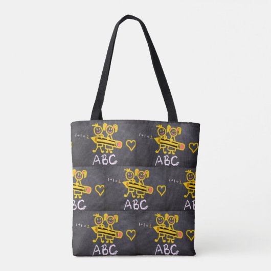 Schoolleraar Student Schattige ABC Canvas tas (Achterkant)