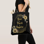 Schoolleraar Teach Love Inspire Sunflower Tote Bag (Dichtbij)