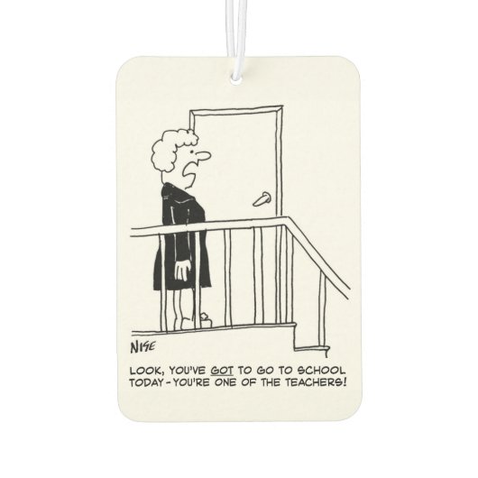 Schoolleraar wil niet naar school gaan luchtverfrisser (Achterkant)