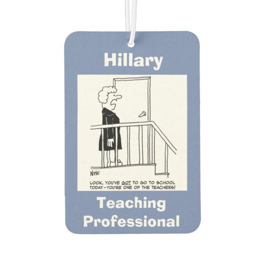 Schoolleraar wil niet naar school gaan luchtverfrisser (Achterkant)