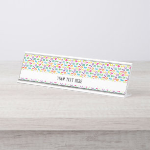 Schoolleraarspatroon kleurrijk bureau naambordje