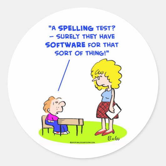 Schoolleraren spelling testsoftware ronde sticker (Voorkant)