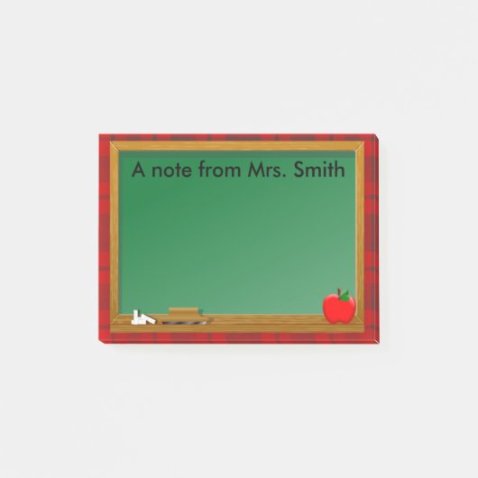 Schoollessenbord Appel Rood Geruit Onderwijzeres Post-it® Notes (Voorkant)