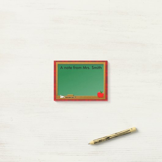 Schoollessenbord Appel Rood Geruit Onderwijzeres Post-it® Notes (Op bureau)